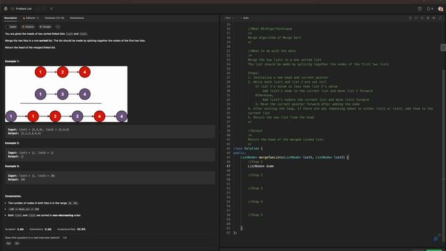 Leetcode Blind 75 C++: Merge Two Sorted Lists смотреть онлайн
