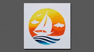 Парусник / Картина с двойной экспозицией / Простая малярная лента #29