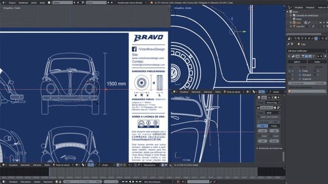 Modelando um Fusca 1300 1972 no blender смотреть онлайн
