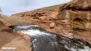 Каскадный водопад на река Средняя Каргалка, Оренбуржье