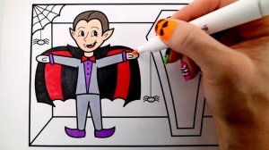 How to Draw a HALLOWEEN VAMPIRE for Kids 🦇🎃👀👻 Halloween Vampire Drawing and Coloring Pages