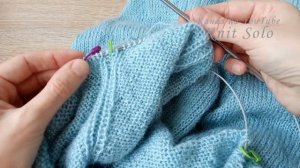 Джемпер регланом снизу. Ч.4: вырез горловины. Knit Solo