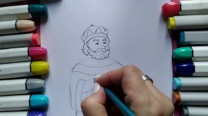 Как нарисовать царя из сказки о Царе Салтане легко и поэтапно