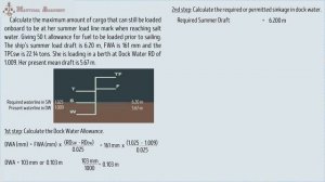 Calculate Cargo to Load 2 ll Load line calculation ll Dock water allowance ll Stability calculation