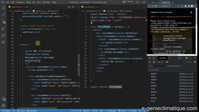 JavaScript352-React.js-Gérer la modale ErrorModal avec un state une condition et lifting state up смотреть онлайн