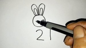 21 как нарисовать Кролика из цифры