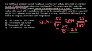 95% Confidence interval - practice problem