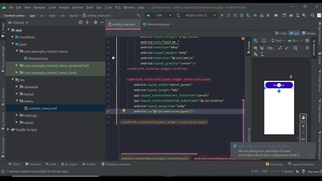 How to create context menu in android studio for beginners || android studio tutorial 2021 ||