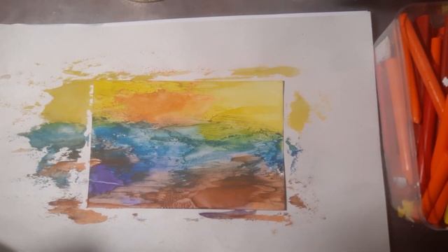 Арт. Морской пейзаж с парусником и птичками. Рисование горячим воском и утюгом, энкаустика смотреть онлайн