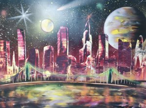 Рисунок с помощью краски из балончиков