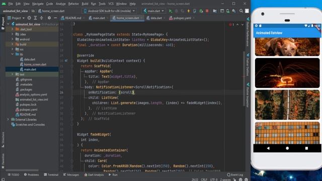 Animated List view Flutter | Speed Code | Code With Nix | Notification Listener