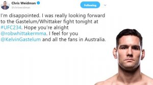 MMA Community Reacts to Robert Whittaker being forced to pull out of UFC 234 fight with Gastelum