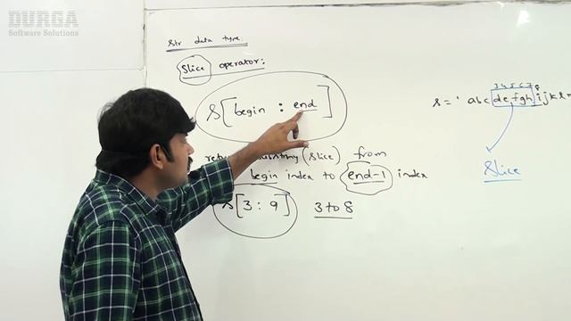 Python Tutorial ||  Data Types ||  Str Data Type - Slice Operator || by Durga Sir