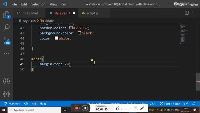 DIGITAL CLOCK WITH DATE AND TIME || USING HTML,CSS AND JAVASCRIPT ||  WEB DEVELOPMENT|| FOR BEGINNE
