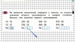 Задание №40 Умножение на двузначное…- ГДЗ по Математике Рабочая тетрадь 4 класс (Моро) 2 часть