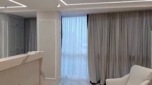 Шторы на раздвижном карнизе с электроприводом