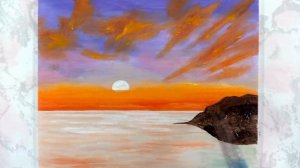Как нарисовать камни на берегу моря. Закат в море.