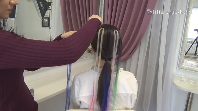 Красивые прически пошагово.Наращивание волос канекалоном.Хвост