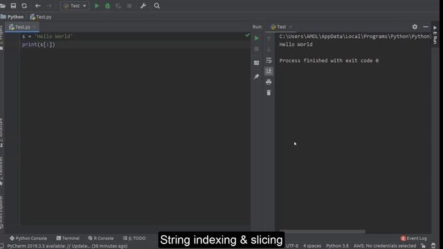 Python Tutorial for Beginners | #5.3 Python String Indexing & Slicing
