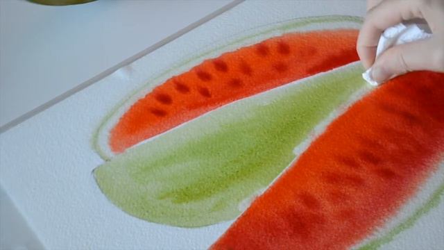 Видеоурок по акварельной живописи по-сырому "Сочный арбуз". смотреть онлайн