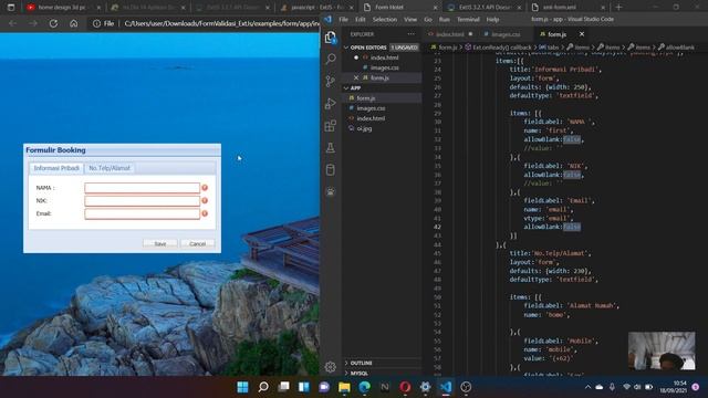 FormValidation Example EXTJS 3.2.1 (basic form not server database)