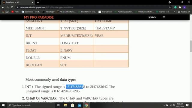 #2 Data types in SQL | Numeric Data Types | SQL | MyProParadise