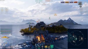 World Of Warships "раш на линкорах" Владивосток в Мир кораблей. Линкор с Эсминцем вытащили бой.