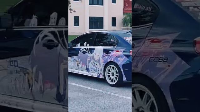 Cutest Subaru  #anime #animetiktok #rezero #emilia #subaru #stickers #fyp #pinkcar #cargirl