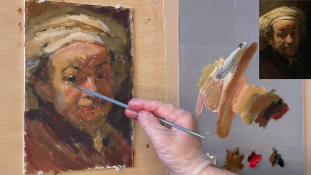 Простая техника живописи 4 цветами, копирую Рембрандта