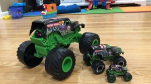 Monster Jam Grave Digger toys Review!! Remote control Grave Digger r/c car and HUGE grave digger to