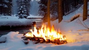 Winter Campfire [No Music]?Natural space with gentle explosions of fire