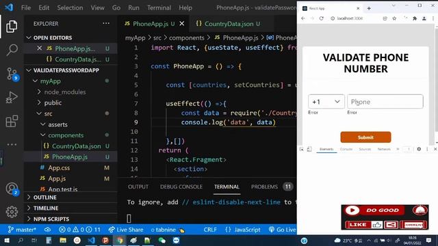 #13 Validate Phone Input with React Hook Form v7 - React Micro Project for Beginners