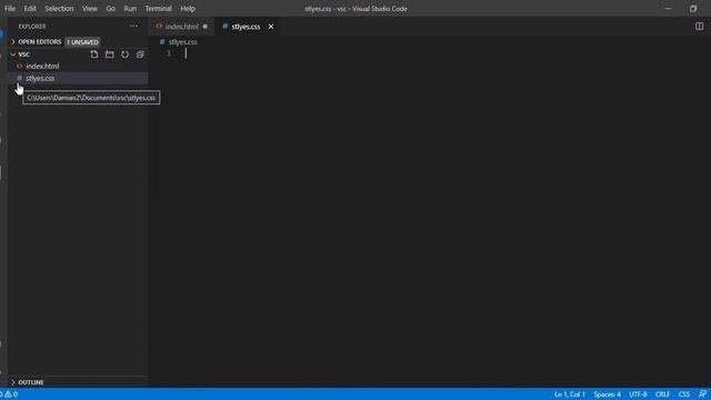 Create CSS And Javascript Style Sheets In Visual Studio Code