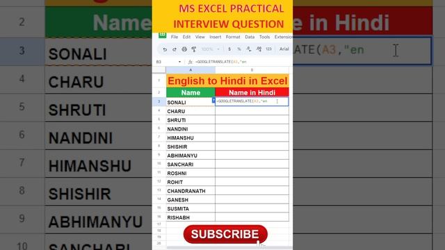 English to Hindi in Excel | Google sheet | Google Translate #excel #exceltutorial #exceltips