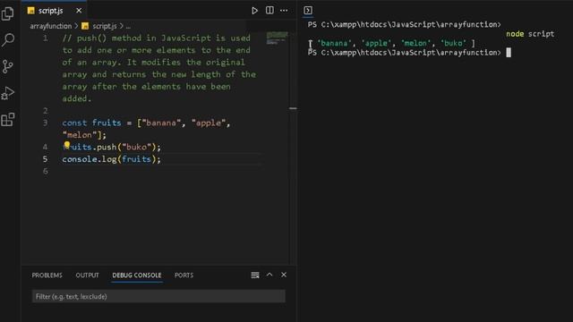 JavaScript Array Function - Tagalog - Push Method