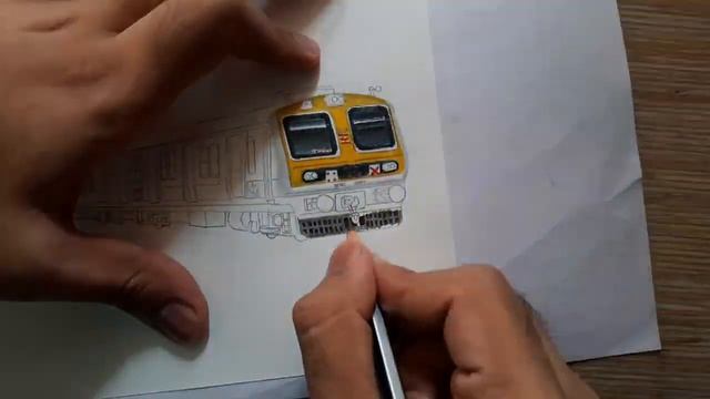 Drawing Mumbai Local train || Mumbai's Lifeline || 12 Coaches Bomens Livery EMU in a frame!
