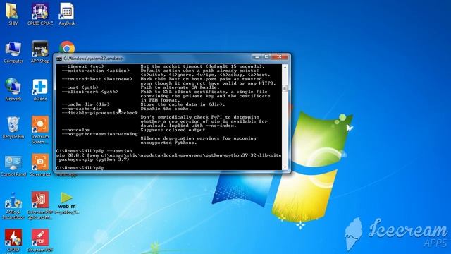 Python 3.7.0, using pip, cmd, Python IDLE
