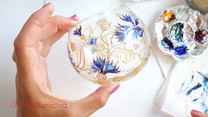 Витражная роспись стекла. Мастер-класс "Васильки"