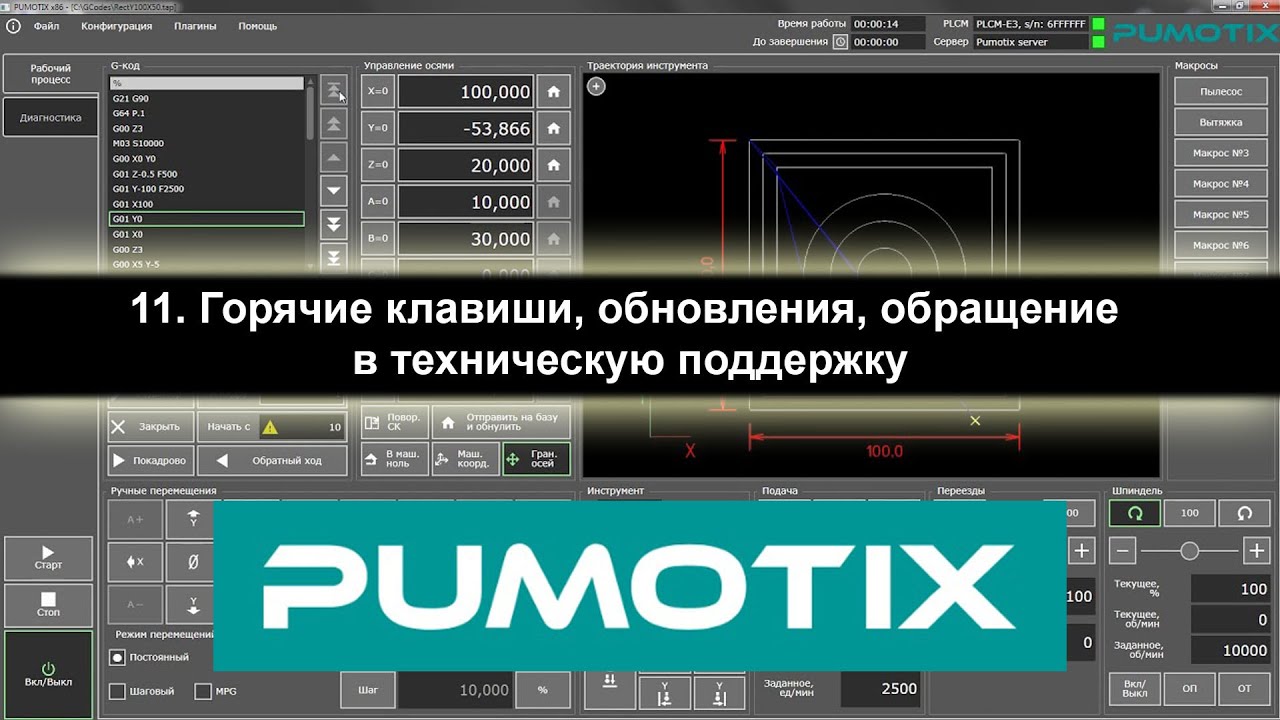 11 Pumotix. Горячие клавиши, обновления, обращение в техническую поддержку