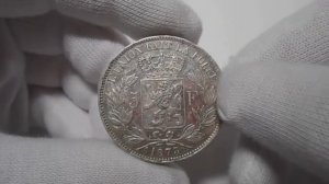 Королевство Бельгия 5 франков 1873 - серебряная монета старой Европы