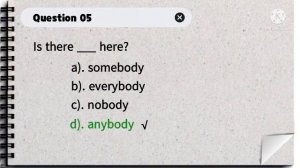 Somebody, Anybody, Nobody, Everybody || Indefinite Pronouns || Quiz