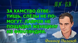 ЗА ХАМСТВО ОТВЕТИШЬ, СЛЁЗЫ НЕ ПОМОГУТ. ЛАВРОВ НЕ ПОЩАДИЛ ЖЕНЩИНУ ИЗ ФИНЛЯНДИИ.