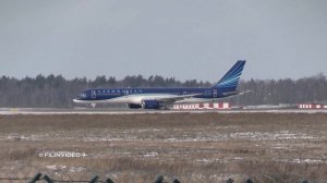 Заход боком и странная посадка. Боинг 757 Азербайджанские авиалинии. Взлет в конце (AZAL)