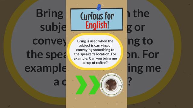 BRING AND TAKE - Curious for English - DIFFERENCE BETWEEN BRING AND TAKE #english #aprendeingles