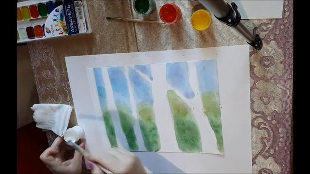 Занятие по рисованию "Березовая роща".