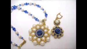 Серьги и подвеска с риволи Сваровски "Жемчужина в море".