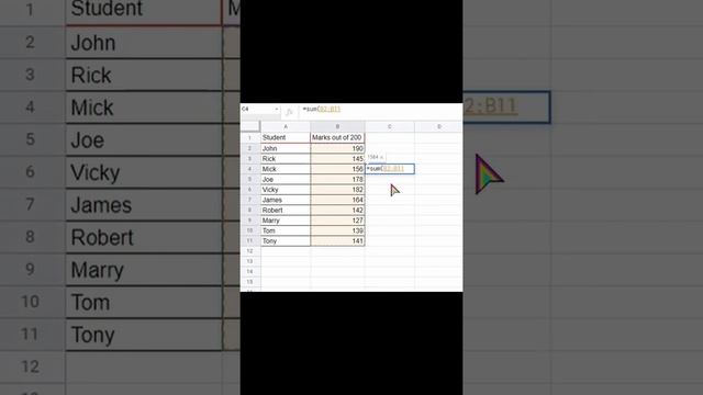 How to add numbers in excel.  Sum( A2 : A10 ) function - excel.