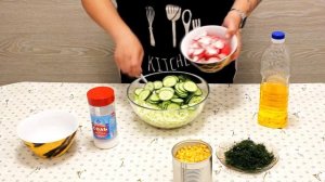 Салат с капустой, редиской и кукурузой / Салат к шашлыку