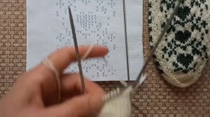 МК варежки жаккардовым узором спицами 1 часть