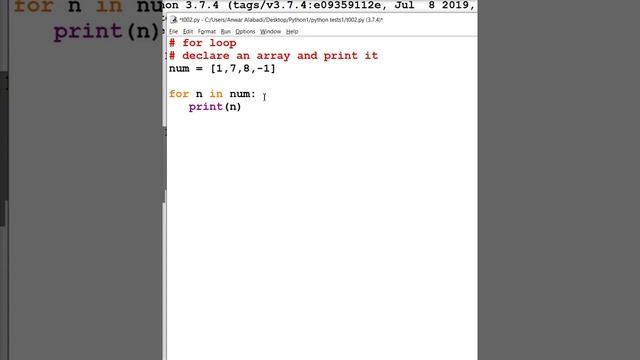 python: printing array elements in an array